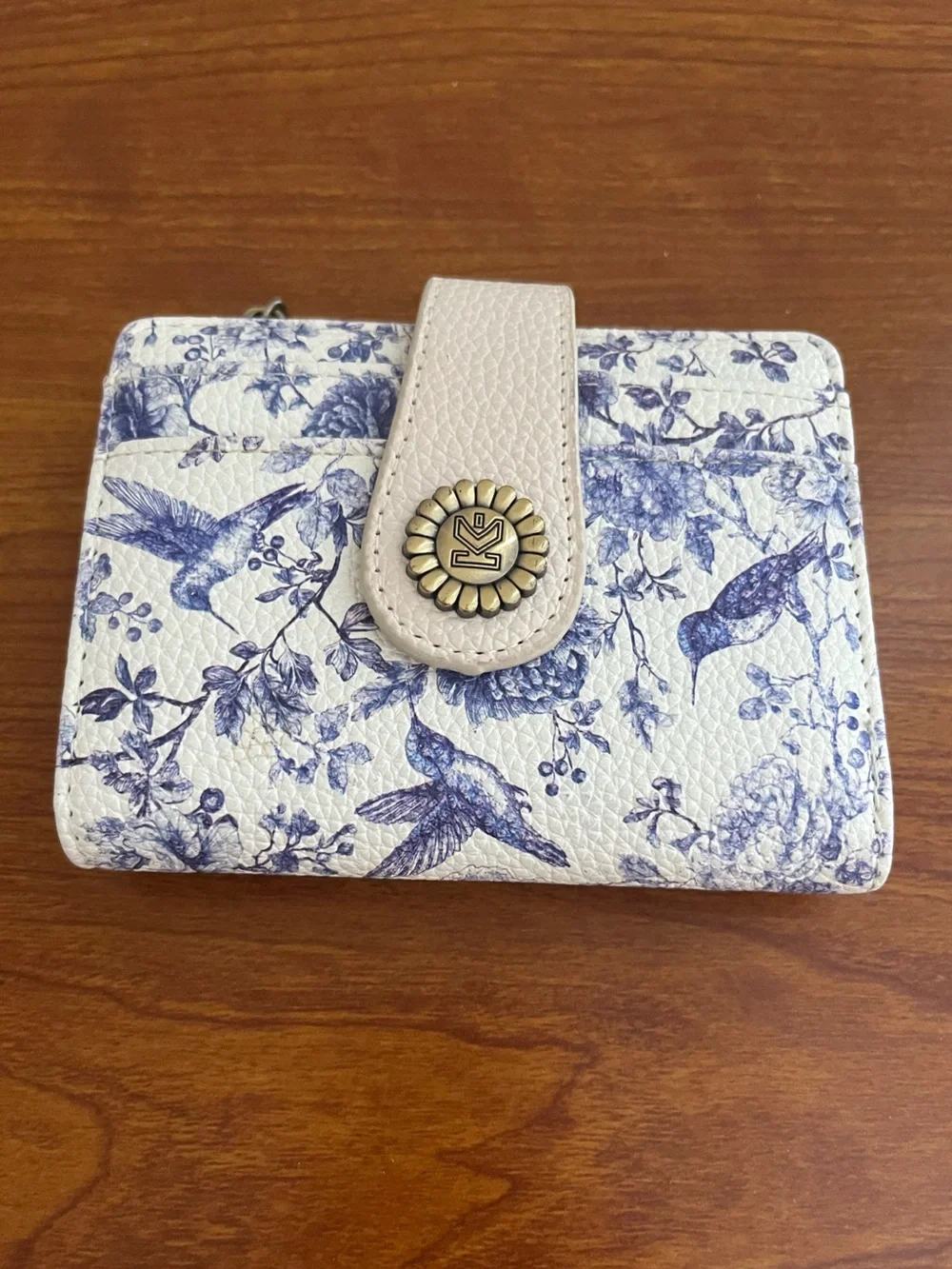 Kelvoris Blue Hummingbird Bi Fold Waller Coin Pouch Snap Faux Leather Bird RFID